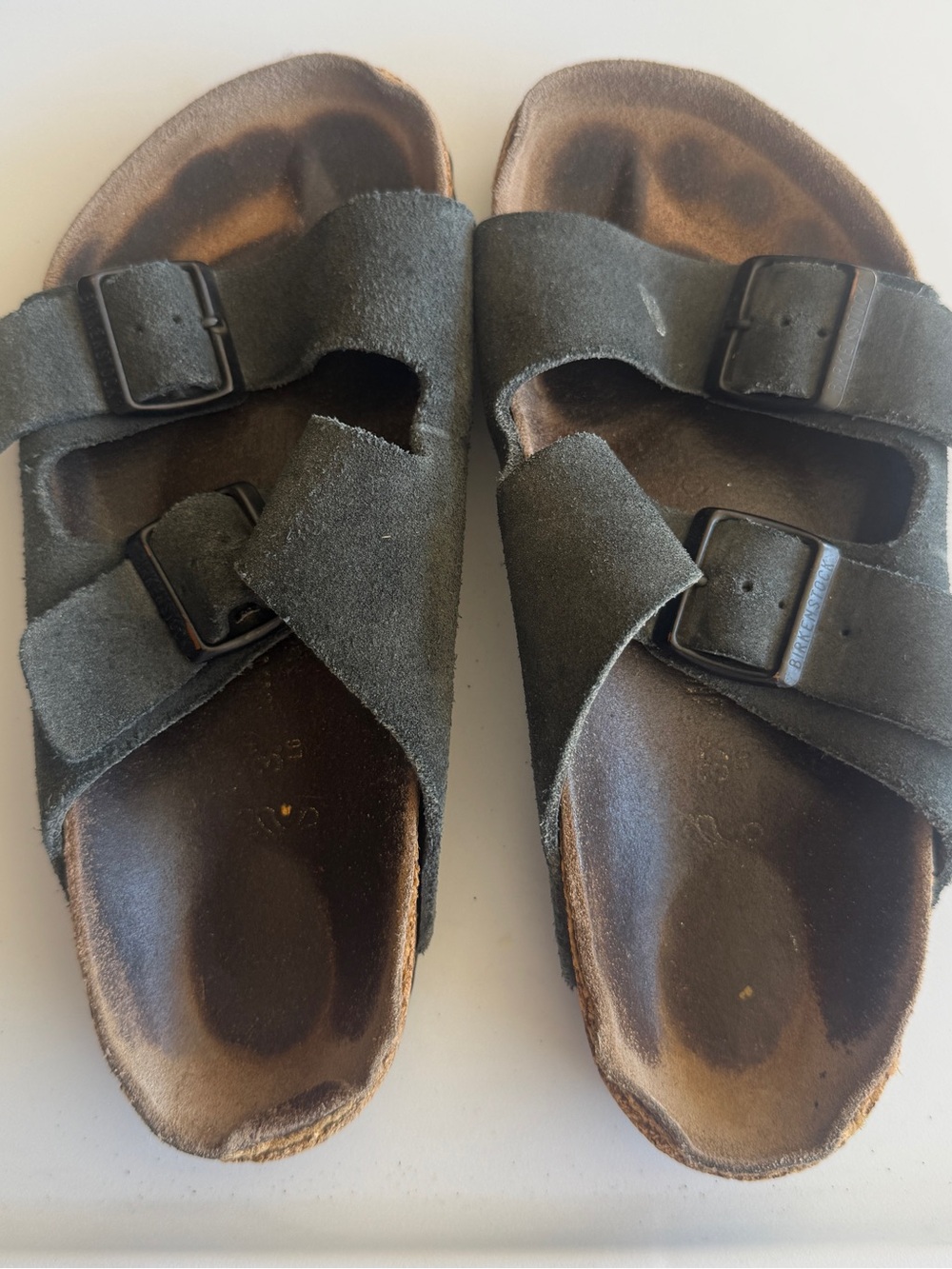 Birkenstock Black Suede Buckle Sandals Womens 37 (6-6.5)